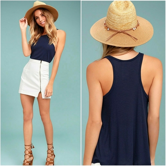 FREE PEOPLE // navy ribbed swing tank top - Picture 3 of 15